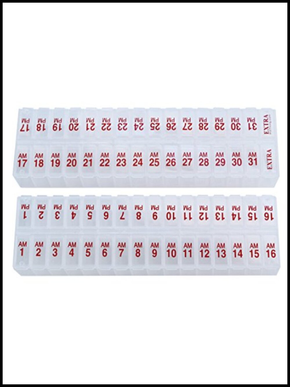 Monthly AM/PM Pill Organizer Set 2 Units 31 Day Large Compartments BPA Free